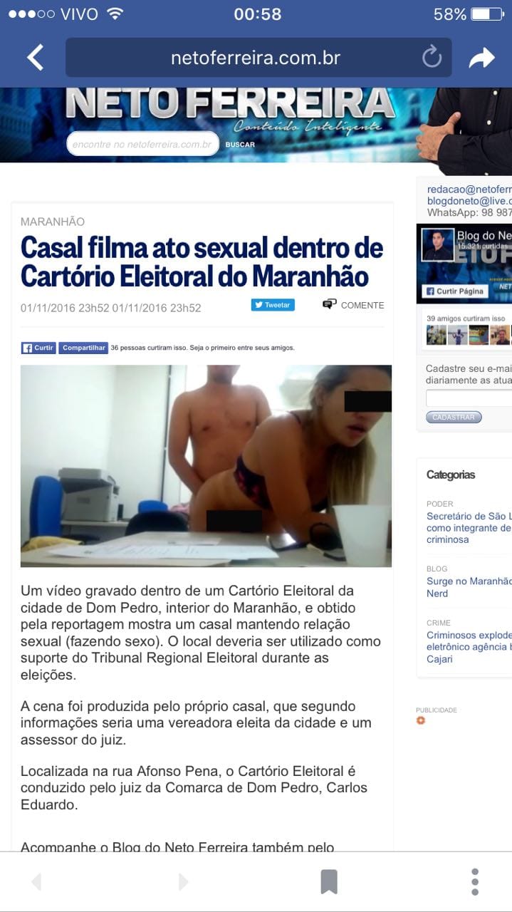 Casal fazendo sexo dentro do cartório eleitoral do Maranhão