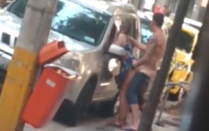 Porno flagras na rua com mulher bêbada fodendo